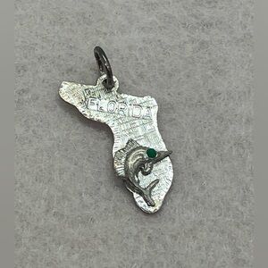 Vtg 925 Sterling Silver Florida State Swordfish Charm / Pendant